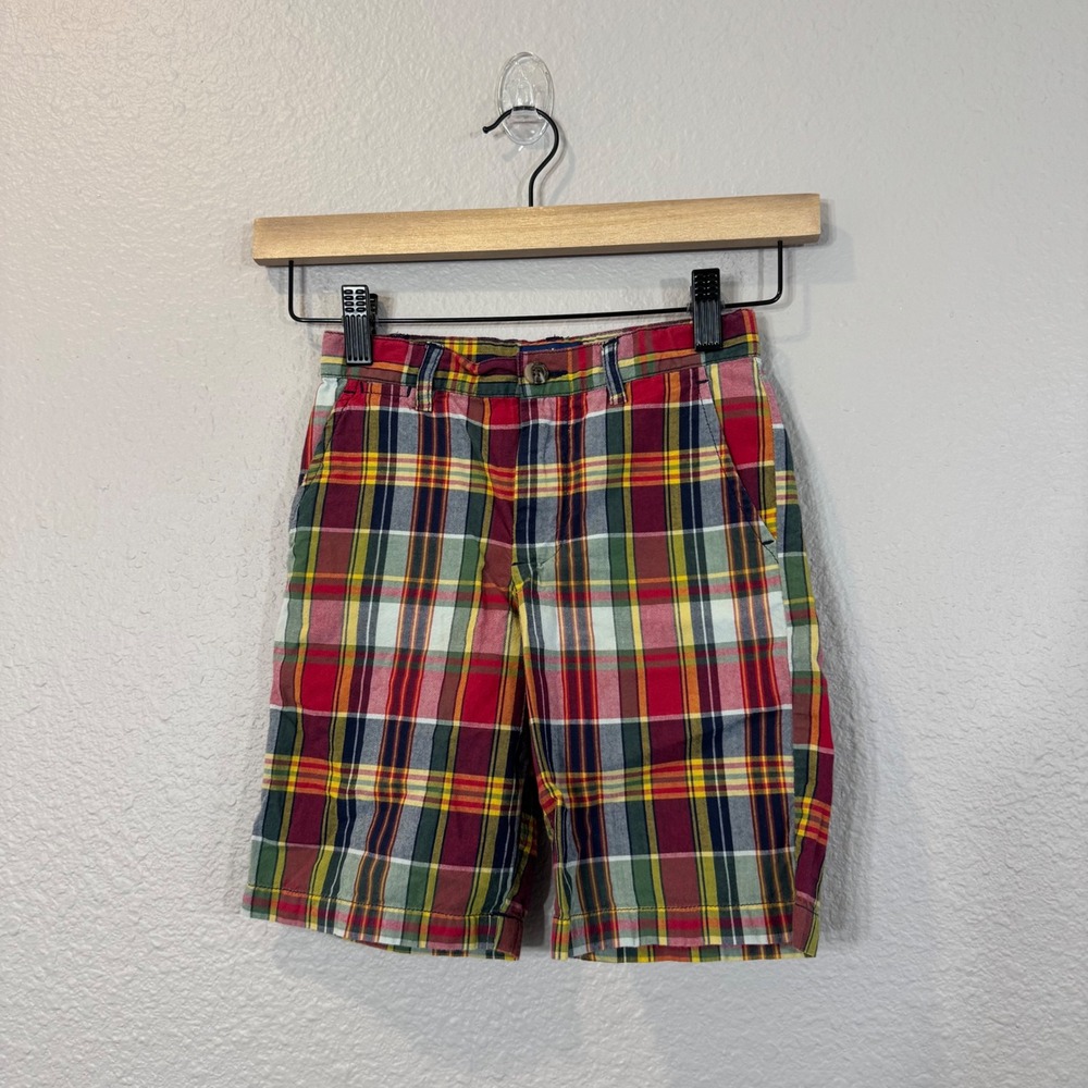 Polo Ralph Lauren Boy's Size 6 Madras Patchwork Cotton Adjustable Waist Shorts